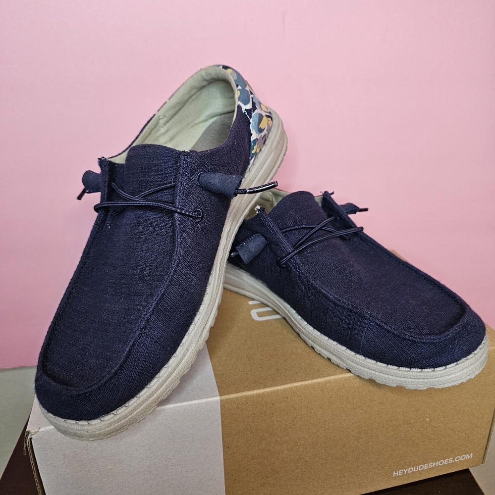 Women's Wendy Funk Chambray Hey Dudes, Navy and Abstract